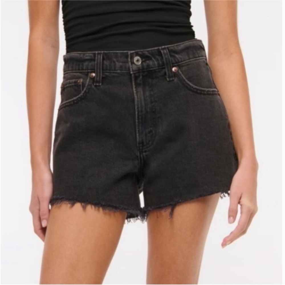 Abercrombie & Fitch 90’s relaxed cutoff shorts high rise Black 51764